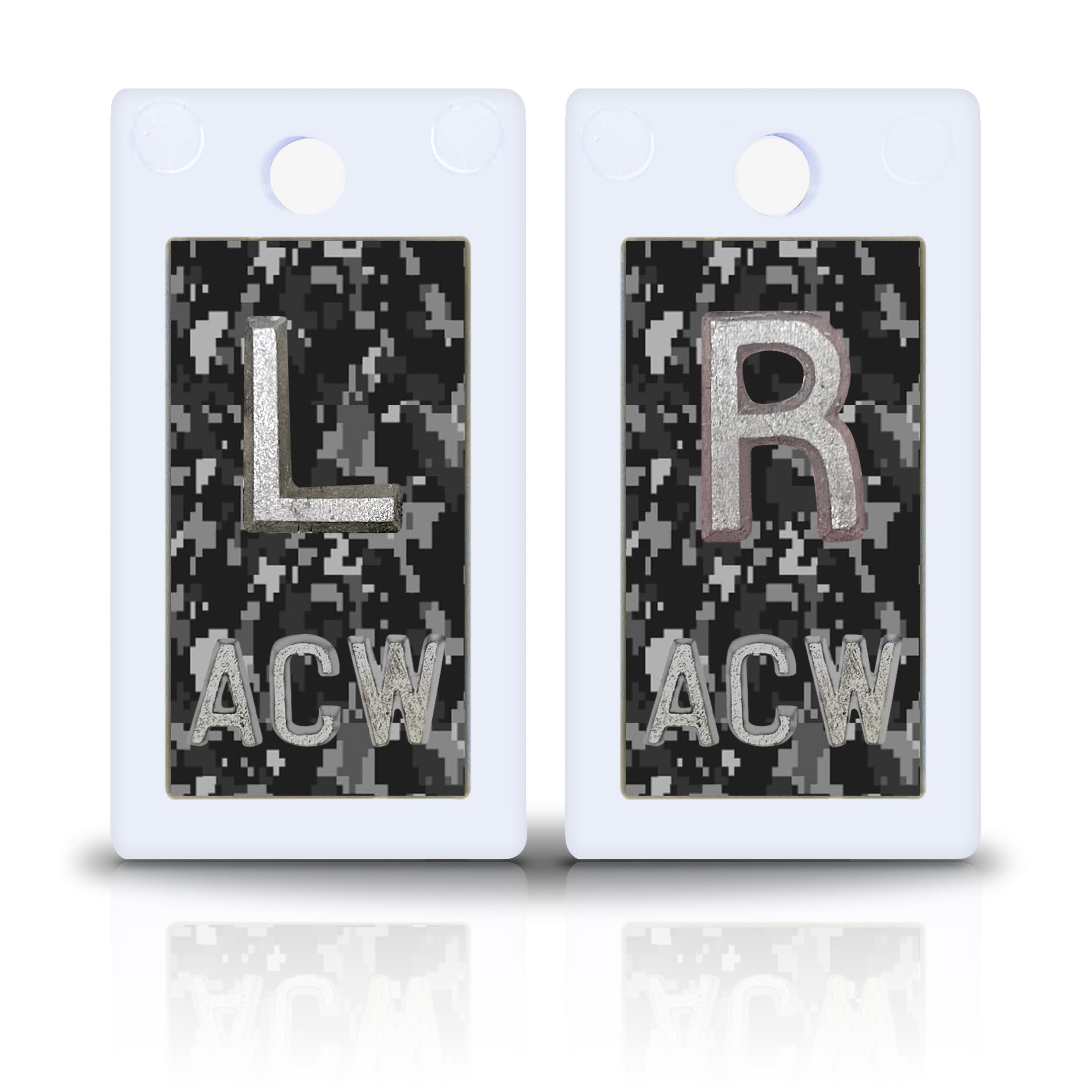 1 5/8" Plastic Lead Xray Markers with 3 Initials, Digi Camo Pattern